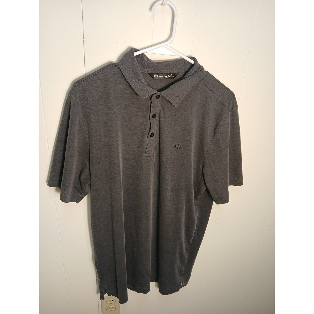 Travis Mathew Mens Gray Short Sleeve Polo Shirt Golf Casual Size L